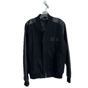Reebok The Noble Fight Black Faux Leather Bomber Jacket Size Medium Worn Once